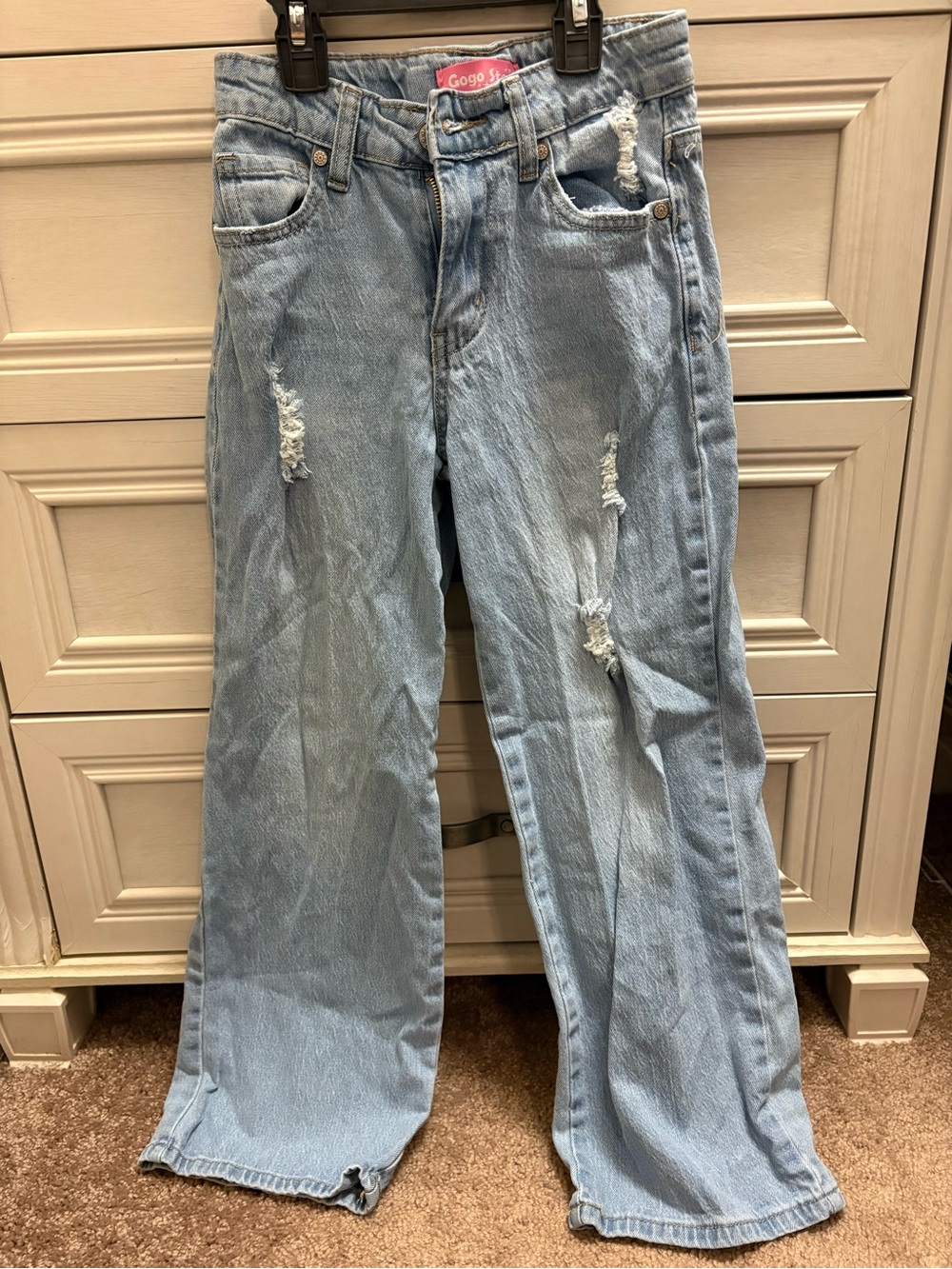 GOGO Light Blue Distressed Kids Wide-Leg Jeans